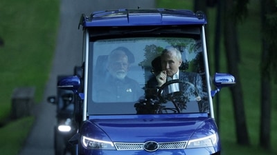Ahead of holding the 22nd India-Russia Summit on Tuesday, Putin hosted Modi for a private meeting and dinner at his dacha or country home in the suburb of Novo-Ogaryovo on Monday night – a rare honour reserved by the Russian president for only a handful of visiting leaders. During this time, thw two leaders drove an electric car.&nbsp; (Reuters)