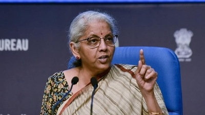 Budget 2024: Union finance minister Nirmala Sitharaman addresses a press conference in New Delhi.