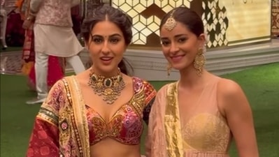 Sara Ali Khan and Ananya Panday at the Ambani haldi Sara Ali Khan and Ananya Panday at the Ambani haldi