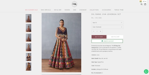 The price of the lehenga that inspired Isha Ambani's custom look. (torani.in)