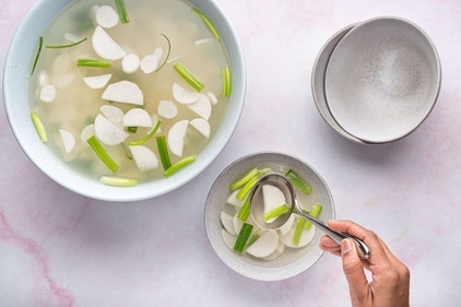 Korean radish (white) kimchi (The Spruce Eats)