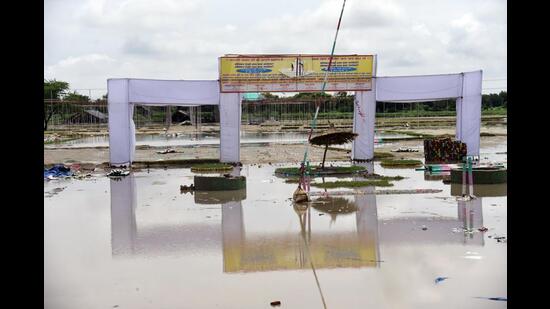 The pandal in Hathras. (HT Photo)