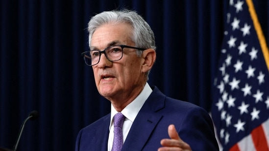 US Federal Reserve Chair Jerome Powell delivers remarks during a press conference.(Reuters)