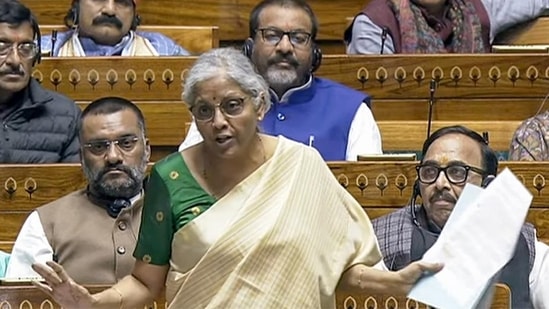 Union finance minister Nirmala Sitharaman speaks in the Lok Sabha during the interim budget session of the Parliament, in New Delhi (ANI)