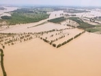 A picture of flooded areaas in Haldwani, Banbasa, Tanakpur, Sitarganj, Khatima and other flood affected areas. (ANI Photo)
A picture of flooded areaas in Haldwani, Banbasa, Tanakpur, Sitarganj, Khatima and other flood affected areas. (ANI Photo)