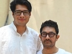 Aamir Khan with his eldest son Junaid Khan. (Photo by SUJIT JAISWAL / AFP) (AFP) Aamir Khan with his eldest son Junaid Khan. (Photo by SUJIT JAISWAL / AFP) (AFP)