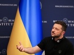 Ukraine's President Volodymyr Zelenskiy delivers remarks at the Ronald Reagan Presidential Foundation and Institute on the sidelines of NATO's 75th anniversary summit in Washington, U.S., July 9, 2024. 