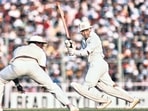 Sunil Gavaskar in action during third day of the 5th Test match against West Indies, in Kolkata Sunil Gavaskar in action during third day of the 5th Test match against West Indies, in Kolkata