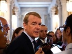 WASHINGTON, DC - JULY 08: U.S. Sen. Michael Bennet (D-CO) speaks to reporters at the U.S. Capitol on July 08, 2024 in Washington, DC. Sen. Mark Warner (D-VA) called off a planned meeting to discuss replacing President Joe Biden as the parties presidential nominee after details of the meeting were made public.   Kevin Dietsch/Getty Images/AFP (Photo by Kevin Dietsch / GETTY IMAGES NORTH AMERICA / Getty Images via AFP)
