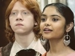 Rupert Grint and Afshan Azad in a new photo, and a still of them from Harry Potter. Rupert Grint and Afshan Azad in a new photo, and a still of them from Harry Potter.