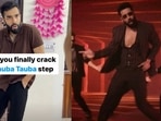 Social media influencer Yuvraj Dua (left) dancing to Bad Newz's song Tauba Tauba featuring Vicky Kaushal. (Screengrab) Social media influencer Yuvraj Dua (left) dancing to Bad Newz's song Tauba Tauba featuring Vicky Kaushal. (Screengrab)