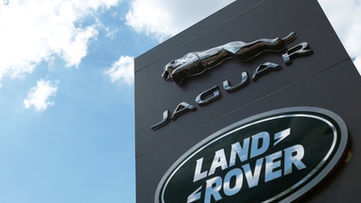 The Jaguar Land Rover logo is seen at a dealership. (Reuters)