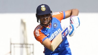 Earlier, skipper Shubman Gill scored 66 runs off 49 balls, including seven fours and three sixes, as India notched up 182-4 in 20 overs. (AFP) Earlier, skipper Shubman Gill scored 66 runs off 49 balls, including seven fours and three sixes, as India notched up 182-4 in 20 overs. (AFP)