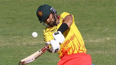 Zimbabwe's Sikandar Raza plays a shot during the T20I against India (AFP)
