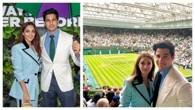 Sid-Kiara: No one teaches the art of coordinating outfits better than the iconic celebrity couple Sidharth Malhotra and Kiara Advani. They attended Wimbledon, wearing pastel pantsuits, acing the casual formalwear vibe. Kiara serves a proper boss woman aesthetic in Spring 2024 Nina Ricci pant suit, carrying a goyard bag. (Instagram/@sidmalhotra ) Sid-Kiara: No one teaches the art of coordinating outfits better than the iconic celebrity couple Sidharth Malhotra and Kiara Advani. They attended Wimbledon, wearing pastel pantsuits, acing the casual formalwear vibe. Kiara serves a proper boss woman aesthetic in Spring 2024 Nina Ricci pant suit, carrying a goyard bag. (Instagram/@sidmalhotra )