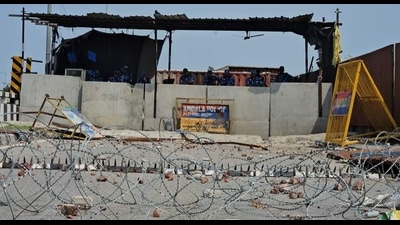 The barricaded Haryana border at Shambhu. The barricaded Haryana border at Shambhu.