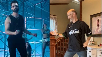 Snapshot of Ricky Pond dancing to Vicky Kaushal's new song Tauba Tauba. Snapshot of Ricky Pond dancing to Vicky Kaushal's new song Tauba Tauba.