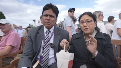 Indian couple enjoying iconic strawberries and cream at Wimbledon. (Wimbledon) Indian couple enjoying iconic strawberries and cream at Wimbledon. (Wimbledon)