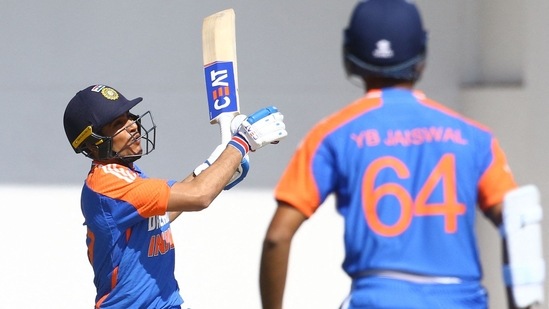 Shubman Gill shared a 67-run stand with opening partner Yashasvi Jaiswal to set up the foundation of a formidable total for India.(AFP)