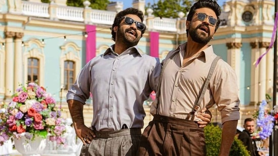 Jr NTR and Ram Charan in Naatu Naatu from RRR.