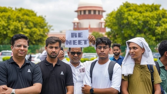 Students at the Supreme Court of India in New Delhi, Monday, July 7, 2024.(PTI)