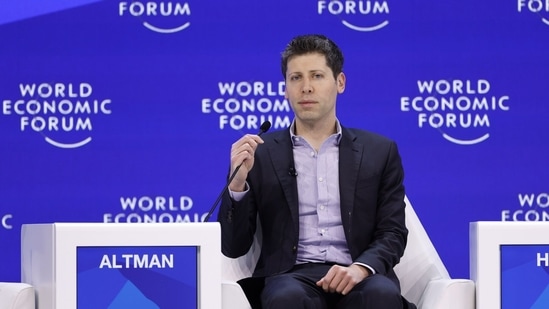 Sam Altman, chief executive officer of OpenAI, during a panel session on day three of the World Economic Forum (WEF) in Davos.(Bloomberg)