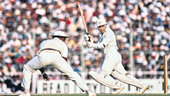 Sunil Gavaskar plays on the third day of the fifth Test match against the West Indies in Kolkata (Getty Images)