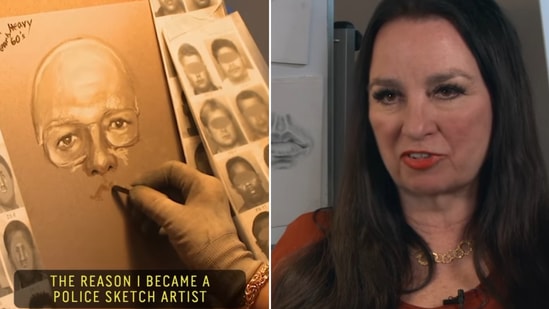 The image shows a woman who became a police sketch artist after her brush with death. (Instagram/@60secdocs)