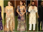 Last night was a glamorous extravaganza as the Ambanis hosted a star-studded Shiva Shakti puja and mehendi ceremony. From Ananya Panday and Janhvi Kapoor’s regal lehenga ensembles to Manushi Chhillar’s stunning six yards of grace, here's a look at the celebrities who made unforgettable fashion statements with their dazzling outfits.(HT photo/VarinderChawla)