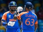 India's Hardik Pandya and Suryakumar Yadav (R) during the ICC men's Twenty20 World Cup 2024 Super Eight cricket match (AFP) India's Hardik Pandya and Suryakumar Yadav (R) during the ICC men's Twenty20 World Cup 2024 Super Eight cricket match (AFP)