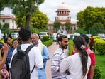 New Delhi: Students and others at the Supreme Court of India in New Delhi, Monday, July 87, 2024. The apex court has begun the hearing for a number of petitions regarding the alleged irregularities in the administration of NEET UG 2024 exams. (PTI Photo/Ravi Choudhary) (PTI07_08_2024_000069A) New Delhi: Students and others at the Supreme Court of India in New Delhi, Monday, July 87, 2024. The apex court has begun the hearing for a number of petitions regarding the alleged irregularities in the administration of NEET UG 2024 exams. (PTI Photo/Ravi Choudhary) (PTI07_08_2024_000069A)