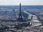 An aerial view shows the Eiffel Tower, the Seine River and the Paris skyline ahead of the Paris 2024 Olympics and Paralympics Games, in Paris, France, July 10, 2024. 