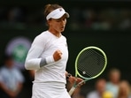 Czech Republic's Barbora Krejcikova reacts during her semi final match.