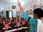 The basic education department asked district level officers to motivate 6.09 lakh teachers and shiksha mitras to adhere to the government’s decision. (File Photo) The basic education department asked district level officers to motivate 6.09 lakh teachers and shiksha mitras to adhere to the government’s decision. (File Photo)