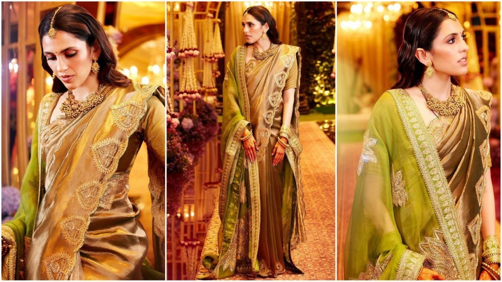 Shloka Mehta wows in tissue saree worth a ‘modest’ ₹60,000, nani's heirloom gold jewellery at Anant-Radhika’s mehendi