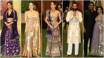Last night was a glamorous extravaganza as the Ambanis hosted a star-studded Shiva Shakti puja and mehendi ceremony. From Ananya Panday and Janhvi Kapoor’s regal lehenga ensembles to Manushi Chhillar’s stunning six yards of grace, here's a look at the celebrities who made unforgettable fashion statements with their dazzling outfits. (HT photo/VarinderChawla) Last night was a glamorous extravaganza as the Ambanis hosted a star-studded Shiva Shakti puja and mehendi ceremony. From Ananya Panday and Janhvi Kapoor’s regal lehenga ensembles to Manushi Chhillar’s stunning six yards of grace, here's a look at the celebrities who made unforgettable fashion statements with their dazzling outfits. (HT photo/VarinderChawla)