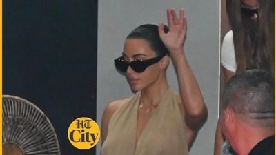 Kim Kardashian has landed in Mumbai for Ambani wedding. Pic: Yogen Shah. Kim Kardashian has landed in Mumbai for Ambani wedding. Pic: Yogen Shah.
