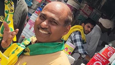 Jannayak Janata party (JJP) leader Ravinder Saini was shot dead outside his showroom in Hansi on Wednesday. (HT File)