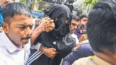 Mihir Shah, the main accused in the Worli BMW hit-and-run case, was produced before the Sewri court on Wednesday. (Raju Shinde/HT Photo) Mihir Shah, the main accused in the Worli BMW hit-and-run case, was produced before the Sewri court on Wednesday. (Raju Shinde/HT Photo)