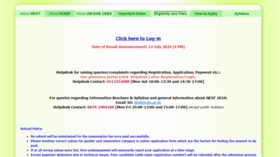 NEST 2024 results released at nestexam.in. Check the steps to download results when released. NEST 2024 results released at nestexam.in. Check the steps to download results when released.