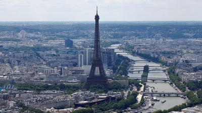 An aerial view shows the Eiffel Tower, the Seine River and the Paris skyline ahead of the Paris 2024 Olympics and Paralympics Games, in Paris, France, July 10, 2024. (REUTERS/Gonzalo Fuentes)