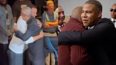 Barack Obama dapping up and hugging it out with basketball superstar Steph Curry at Team USA's first pre-Olympic send-off exhibition on Wednesday (left). Jordan Peele playing Obama in an old "Key & Peele" sketch (right). Barack Obama dapping up and hugging it out with basketball superstar Steph Curry at Team USA's first pre-Olympic send-off exhibition on Wednesday (left). Jordan Peele playing Obama in an old "Key & Peele" sketch (right).