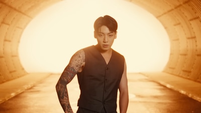 BTS' Jungkook, as seen in Standing Next to You music video. (YouTube / HYBE Labels) BTS' Jungkook, as seen in Standing Next to You music video. (YouTube / HYBE Labels)