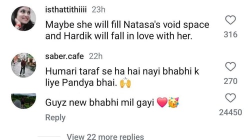 Comment section of Hardik and Prachi's viral video Comment section of Hardik and Prachi's viral video