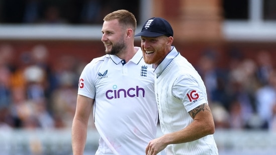 England's Gus Atkinson celebrates with Ben Stokes(Action Images via Reuters)