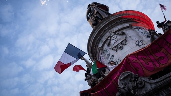 In France, a right-wing takeover of the parliament has, at least for now, been averted by a tactical arrangement between the centrist Ensemble and a broad coalition of left parties called Nouveau Front Populaire.. (Photo by Olympia DE MAISMONT / AFP)(AFP)