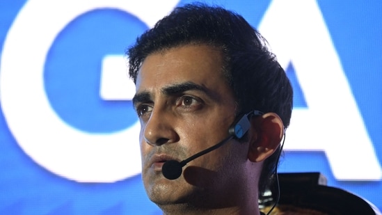 Gautam Gambhir, former Indian cricket player and front-runner for team India's head coach, gestures during an event in Kolkata (AFP)