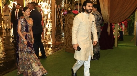 Janhvi Kapoor and Shikhar Pahariya were spotted at the Ambani event.