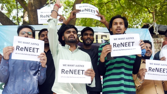 NEET aspirants protest against the alleged irregularities in the NEET-UG examination(ANI)