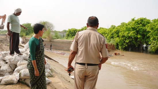 Repair work underway at Munak Canal to restore water supply in Delhi.(X/Atishi)